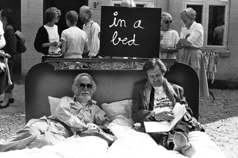 Robert Watts and Ben Vautier in bed (Photo: Berty Skuber, 1985)
